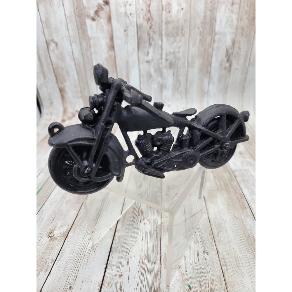 Vintage Cast Iron Motorcycle Black Decor